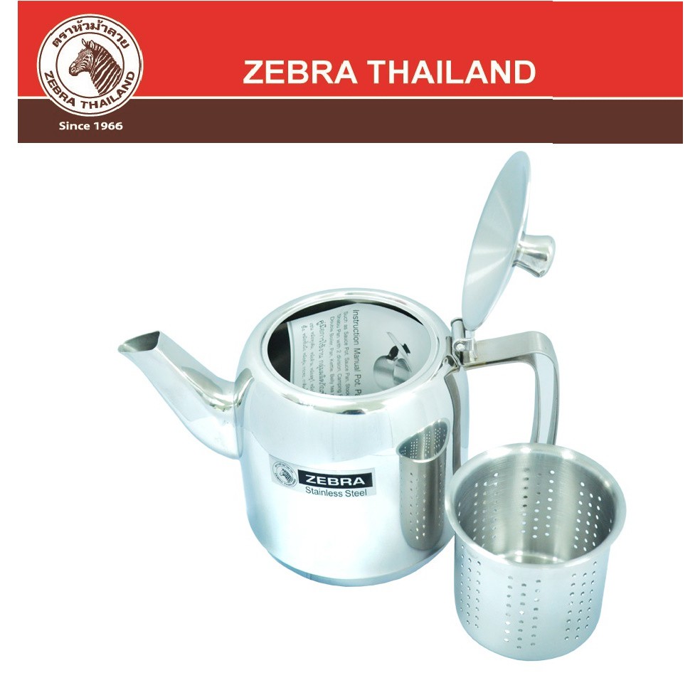 Stainless Steel Teapot with Filter, 1.5 Liter, Zebra Thailand