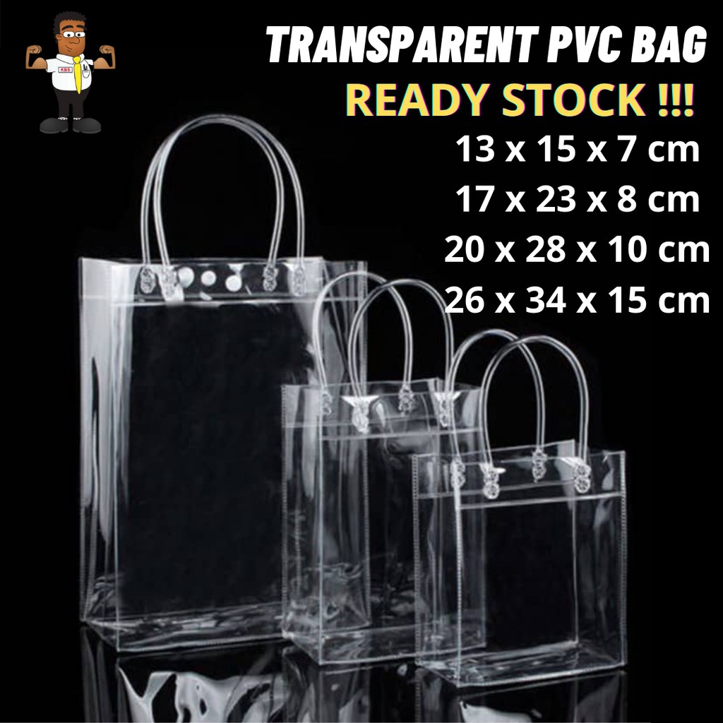 12 Pcs white gift bags with handles Reusable Transparent Simple Gift Bags  PVC