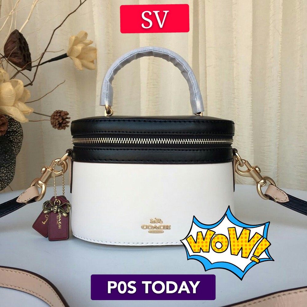 READY STOCK FREE SHIPPING SV Coach Selena Gomez Trail Bag Colorblock Women Beg Crossbody Sling F39291 Chalk