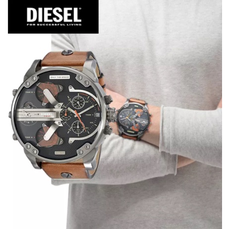 100 ORI Diesel Men s DZ7332 Mr Daddy 2.0 Gunmetal Brown Leather