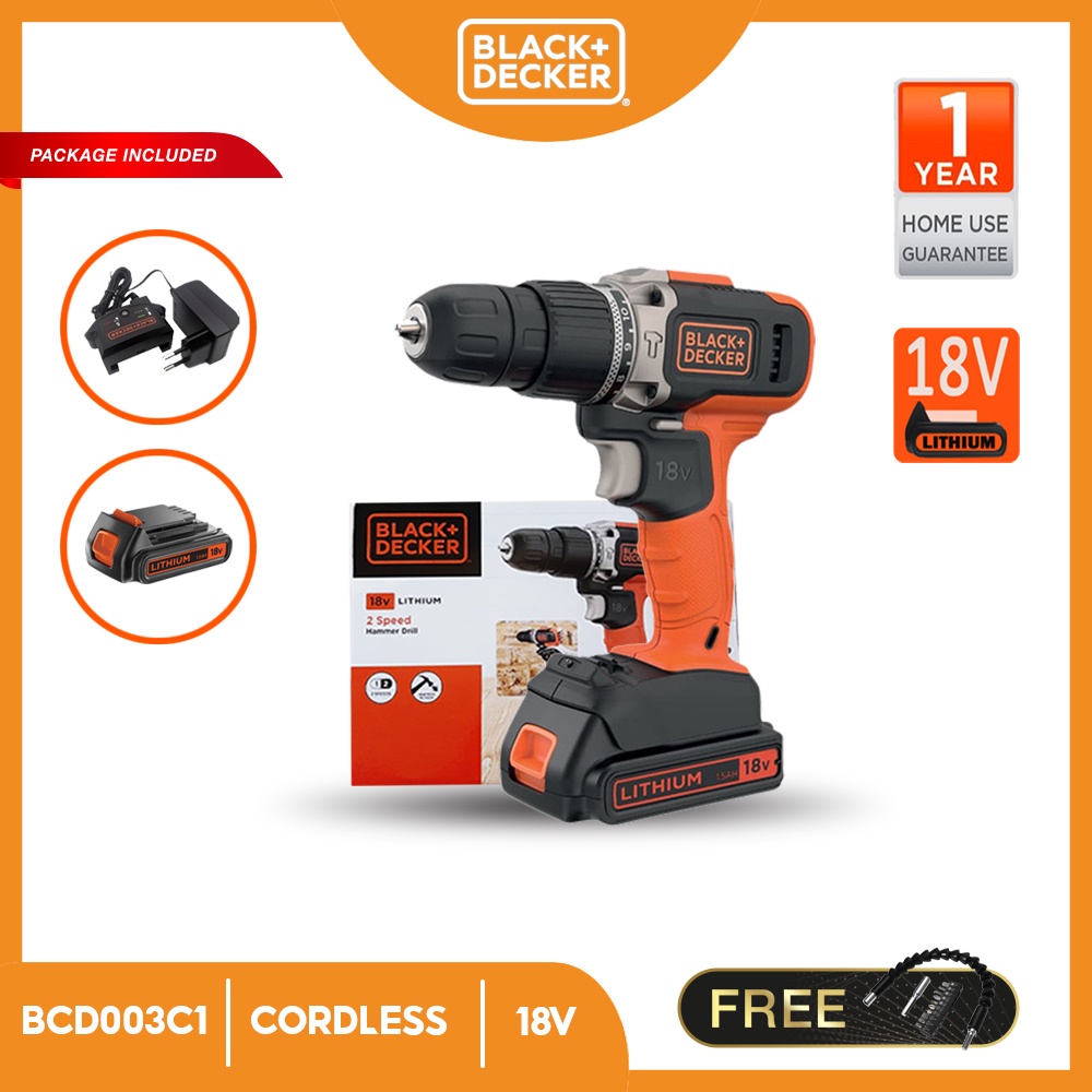 18V Cordless 2 Speed Hammer Drill with 1.5Ah Battery and 400mA Charger