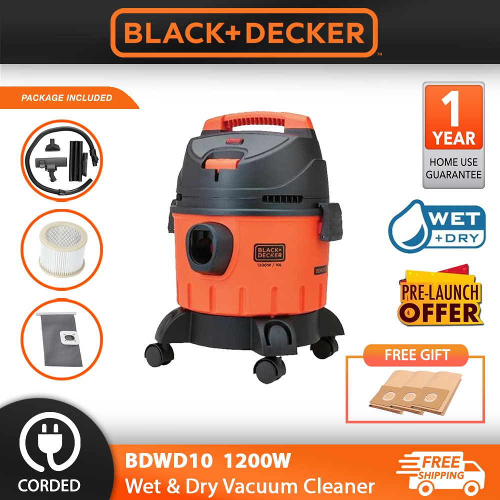 BLACK DECKER BDWD10 1200W 10L WET DRY Vacuum Cleaner Shopee