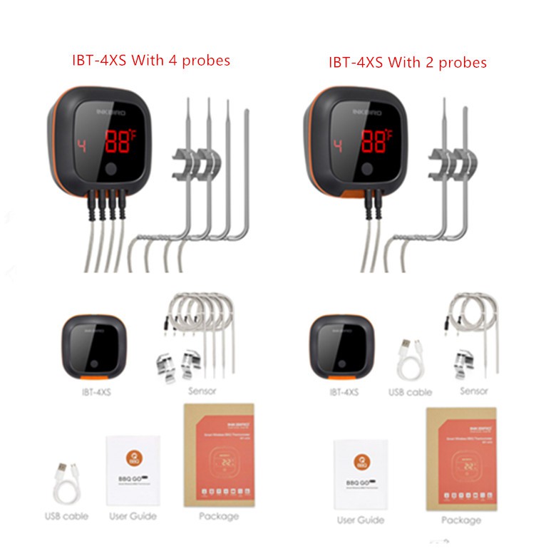 INKBIRD IBT-4XS Digital Rotation Reading Screen BBQ Meat Cooking  Thermometer Bluetooth Connect Magnetic Design and 2/4 Probes