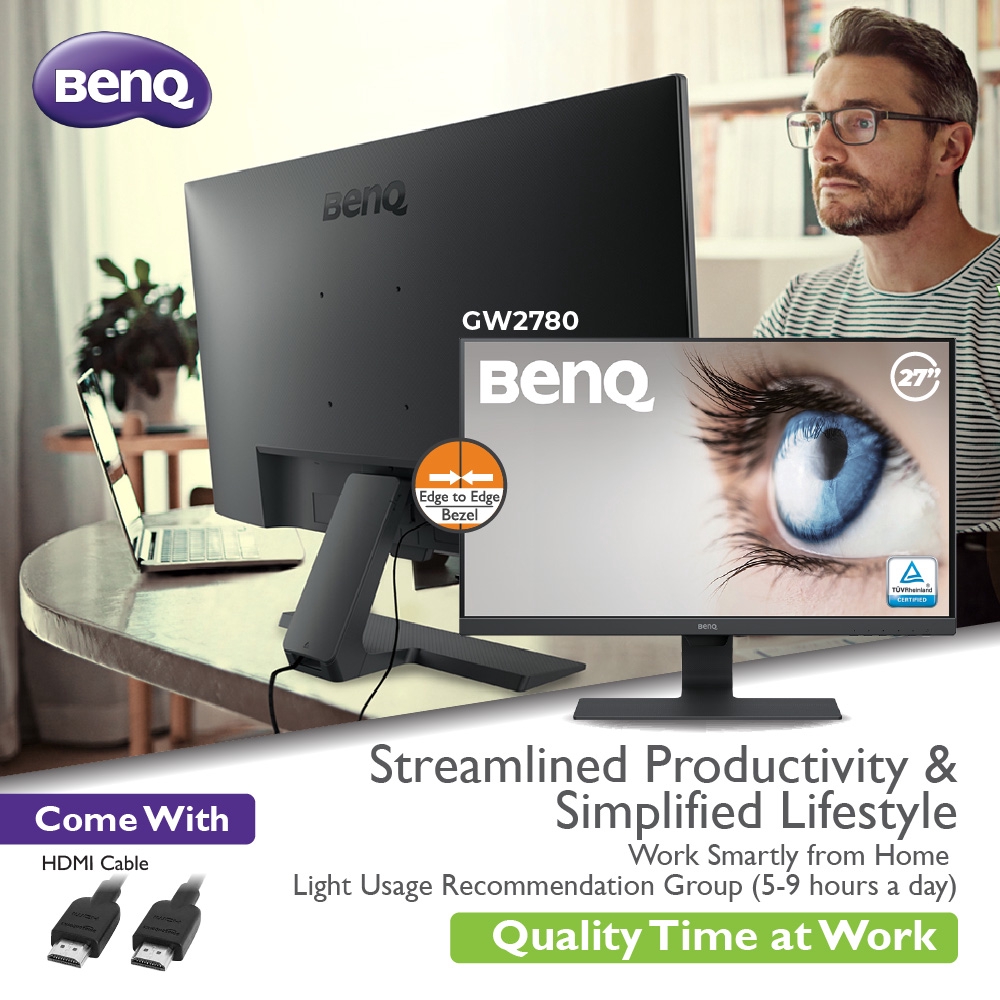 BenQ GW2780 27” Stylish Monitor with Eye-care Technology | Shopee