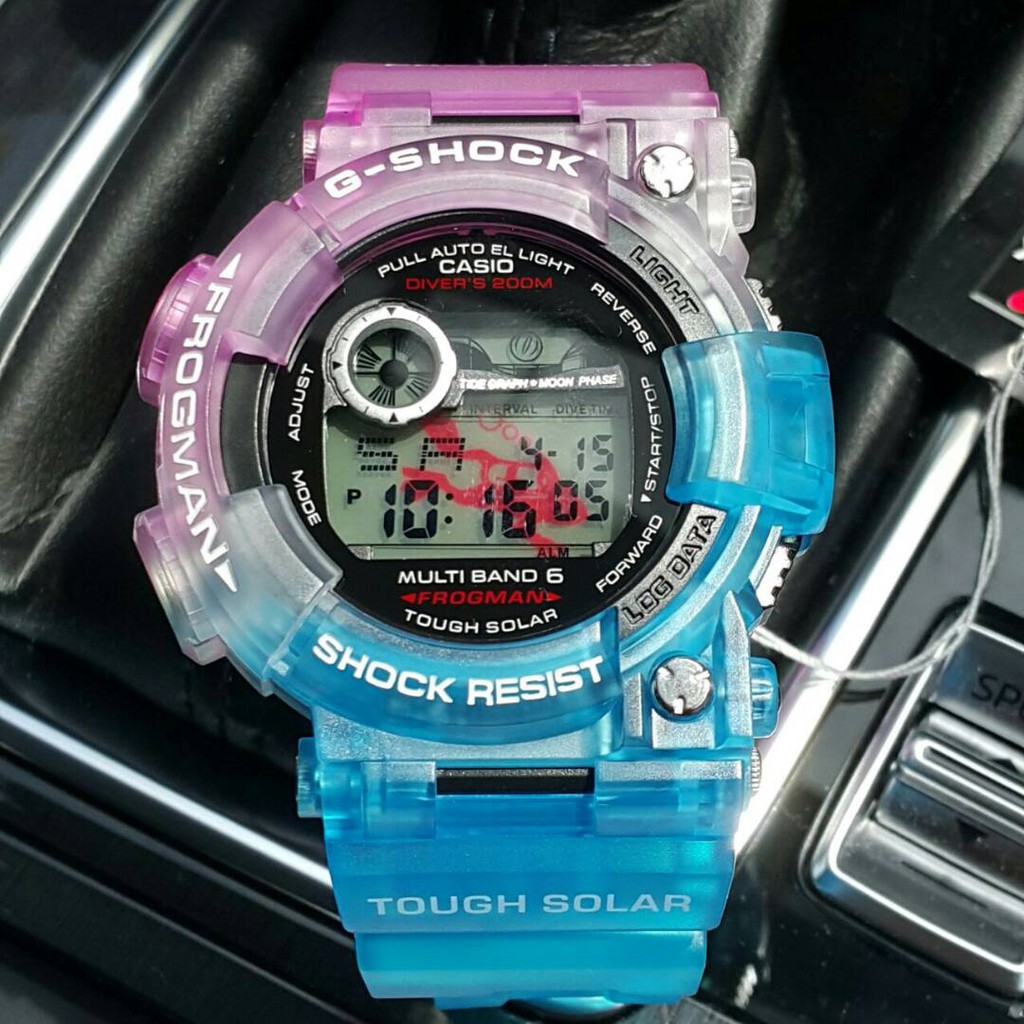 G Shock Frogman Clear Strap Light Blue Pink Shopee Malaysia