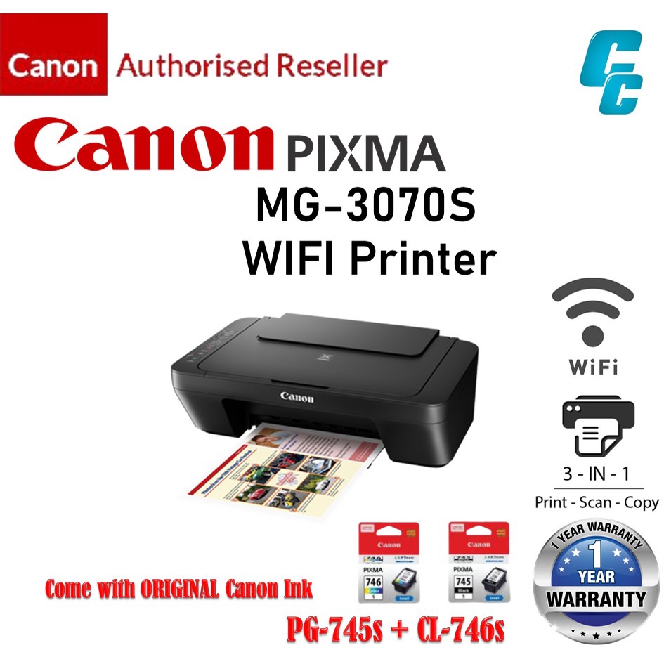 Canon Pixma MG3070S AIO Inkjet Printer