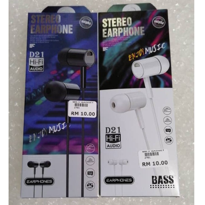 Stereo best sale earphone d21