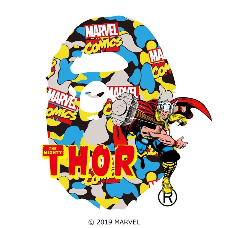 BAPE x Marvel Camo Mighty Thor Tee White