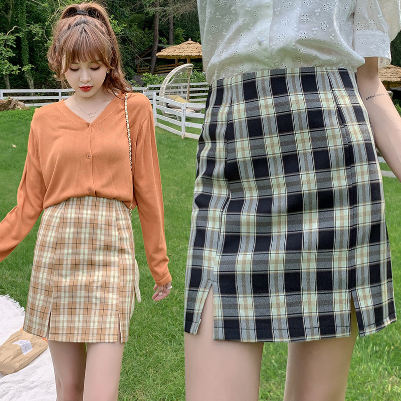 Checkered skirt clearance shopee