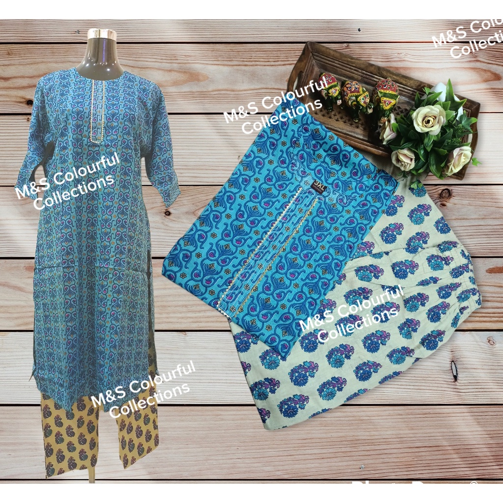 Cotton Kurti Straight Cutting and Pants Size 3XL 4XL 5XL Only Ready Stock