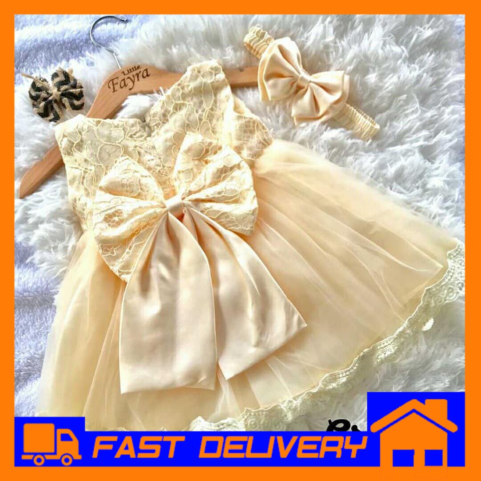 Gaun Bayi Perempuan Baby Girl Exclusive Dress with Headband Set