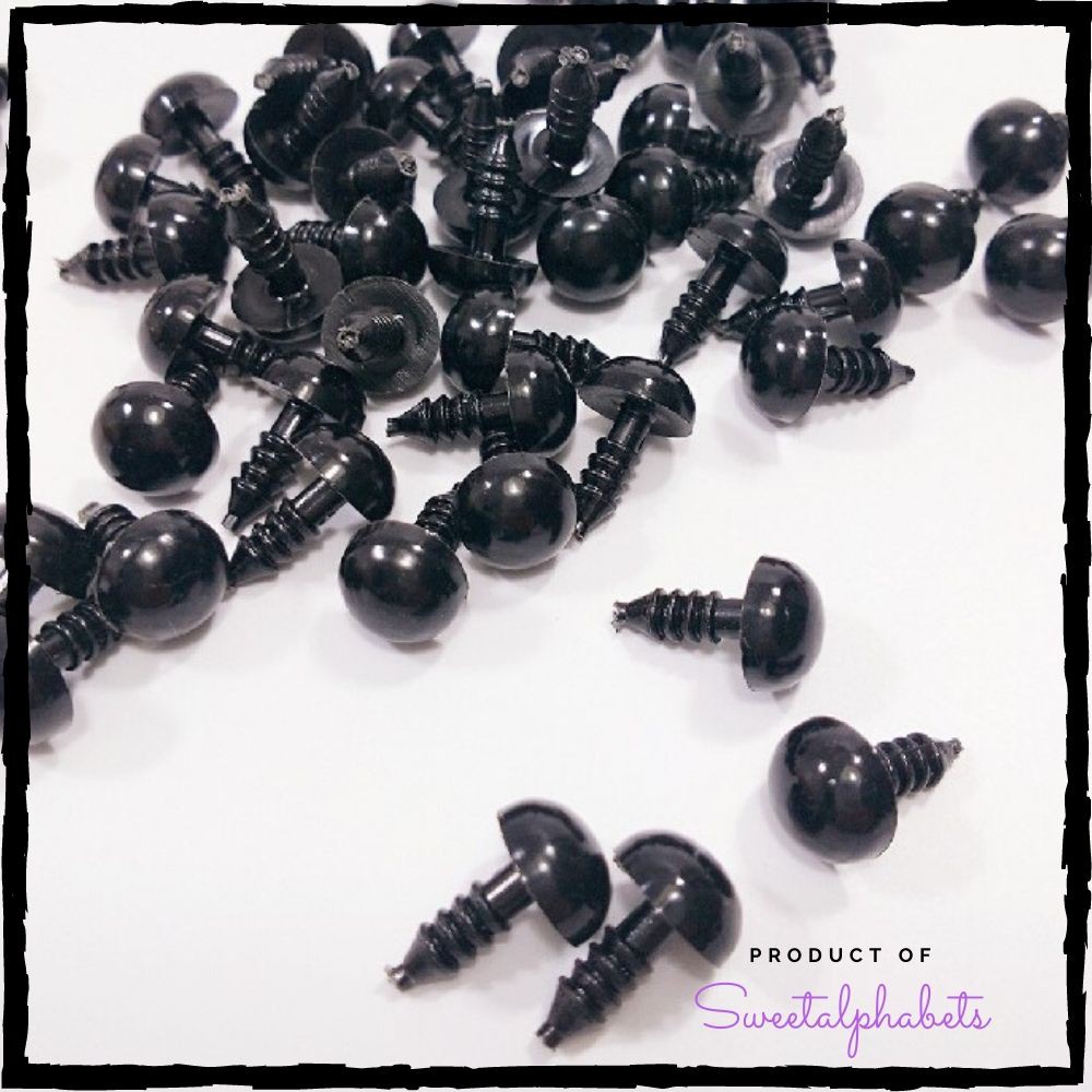 Black Safety Eyes (Screw) - 14mm | Kawaii Limited