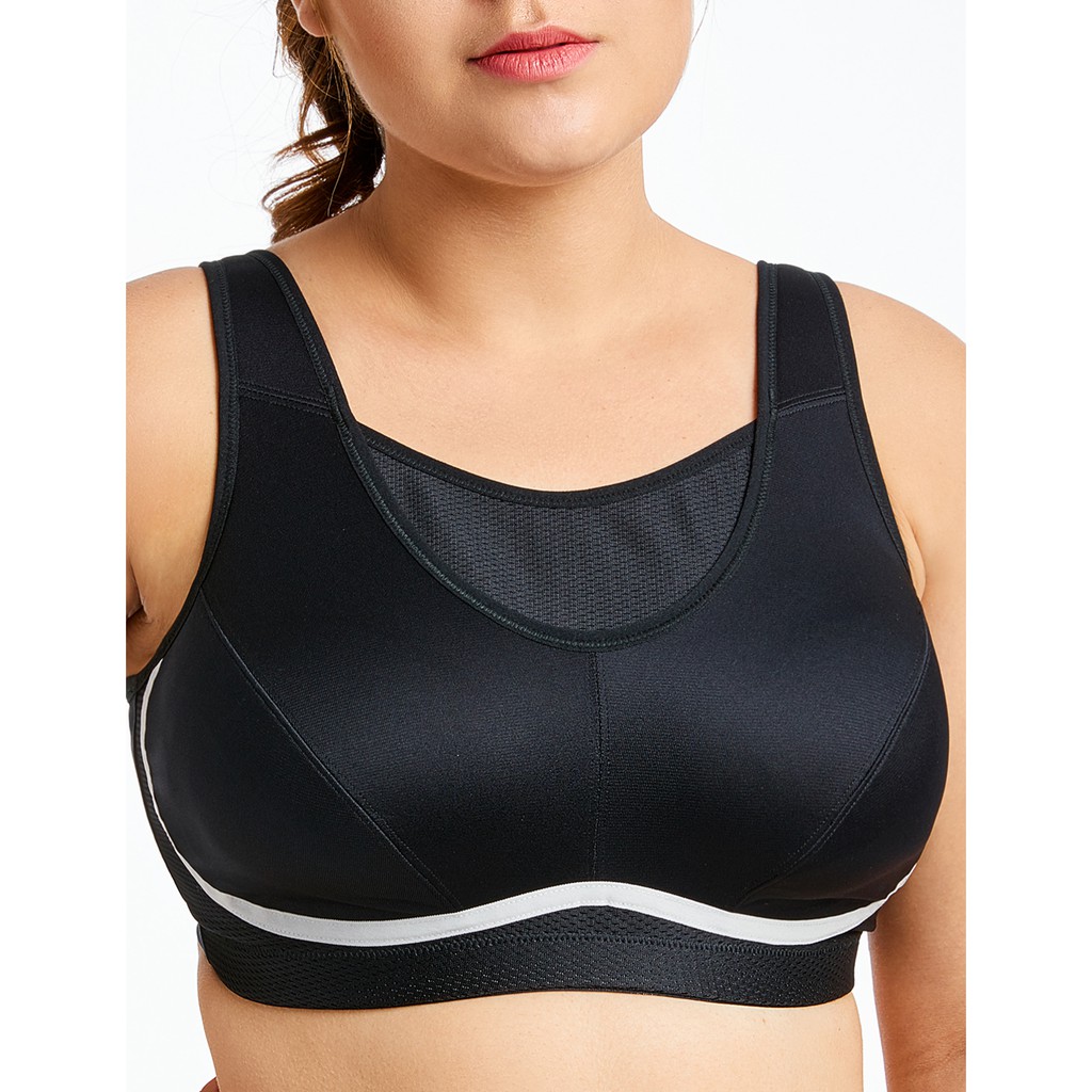 Women Bra Front Zipper High Impact Non-Padded Cross Back Support Full  Coverage Bounce Control Wirefree Plus Size Sports Bra (Color : Grey, Size :  38E)