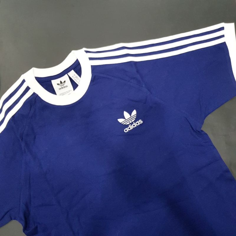 Blue adidas 3 stripe cheap t shirt