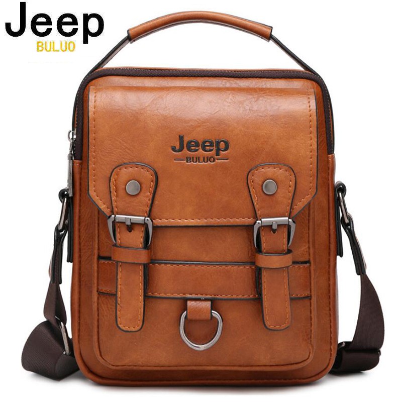 Jeep Buluo Man's Bag 2pc/set Men Leather Messenger Shoulder