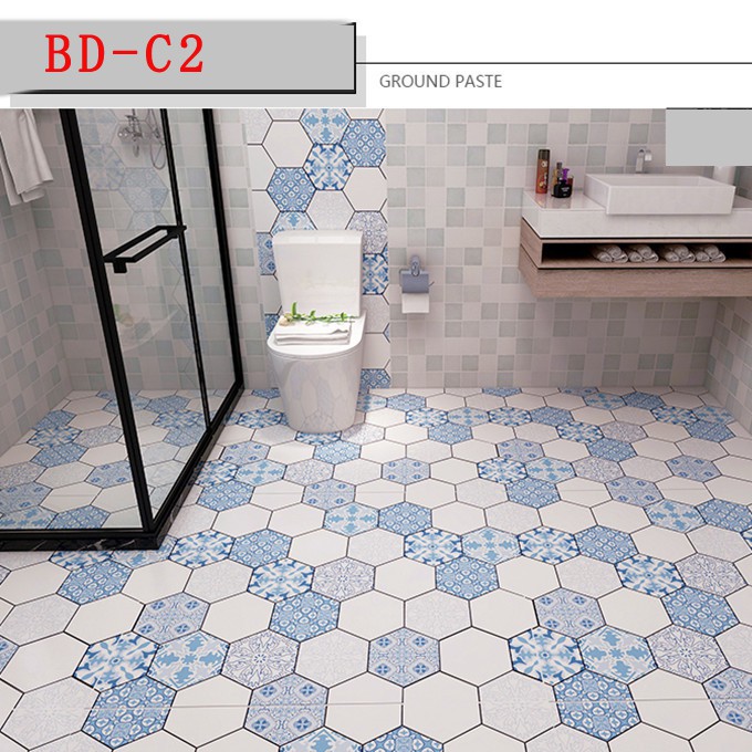 Waterproof Floor Stickers Self Adhesive Imitation carpet Wallpapers DIY  Bathroom Kitchen Tile Wall Sticker Wall Ground Decor