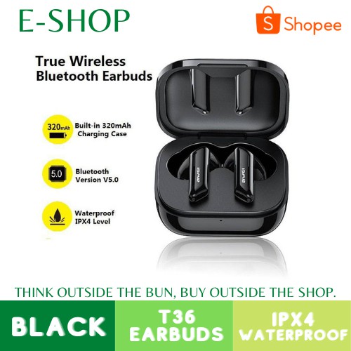 Awei T36 TWS Wireless Earphone Bluetooth 5.0 Mini Earbuds Touch