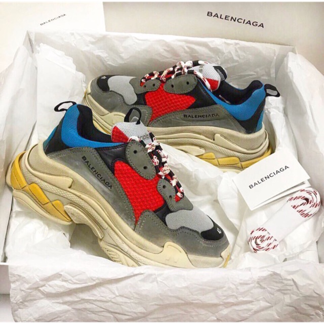 Balenciaga Triple S Trainers Red, Blue, Grey