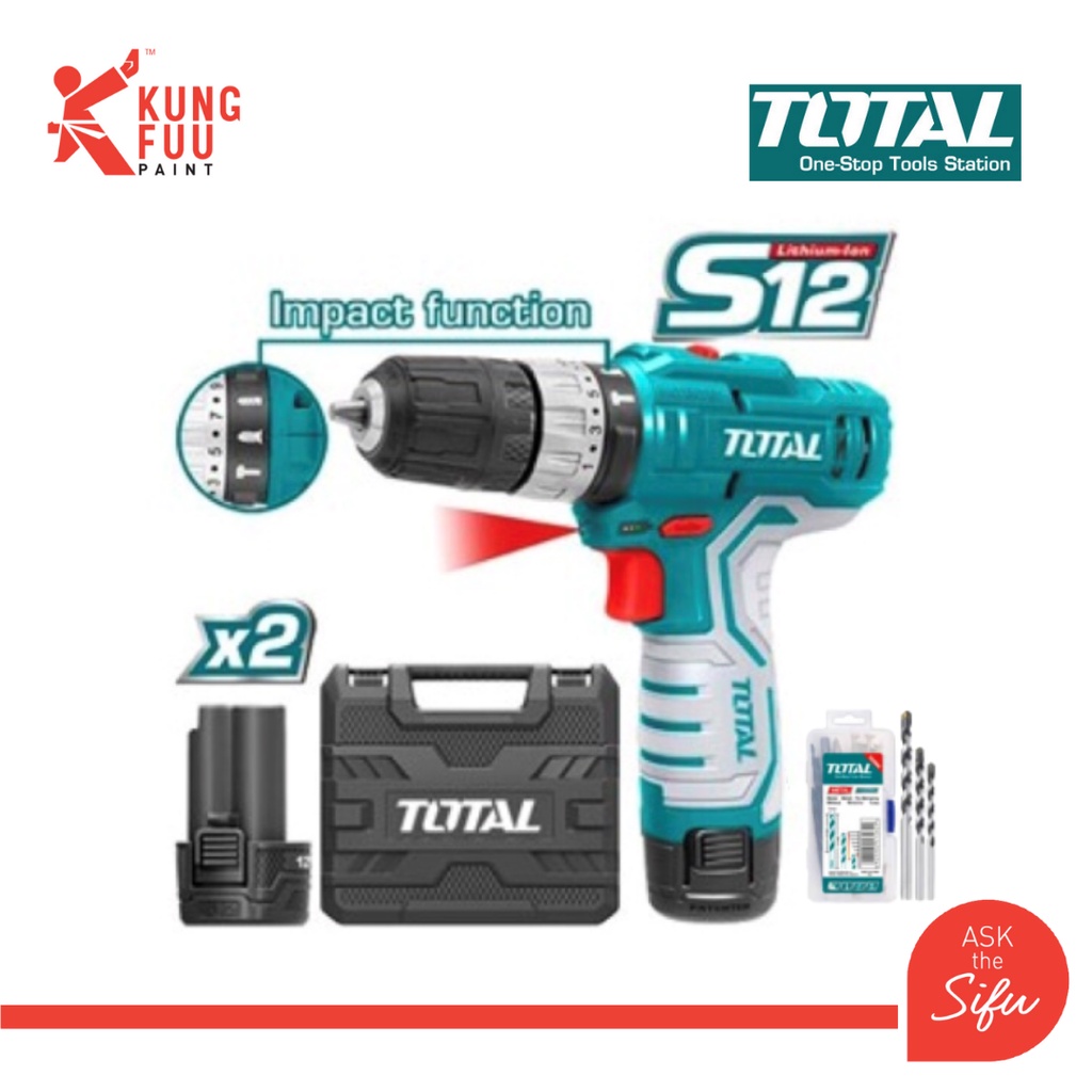 Total TIDLI1232 12V Li ion Cordless Impact Drill Shopee Malaysia