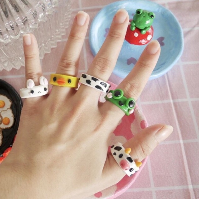 READY STOCK ANIMAL CLAY RINGS HANDMADE FROG COW Shopee Malaysia