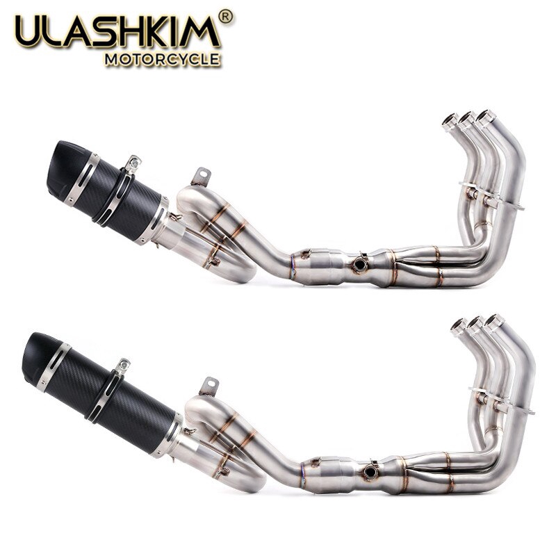 Motorcycle Full System Exhaust Muffler Middle Link Pipe Slip On