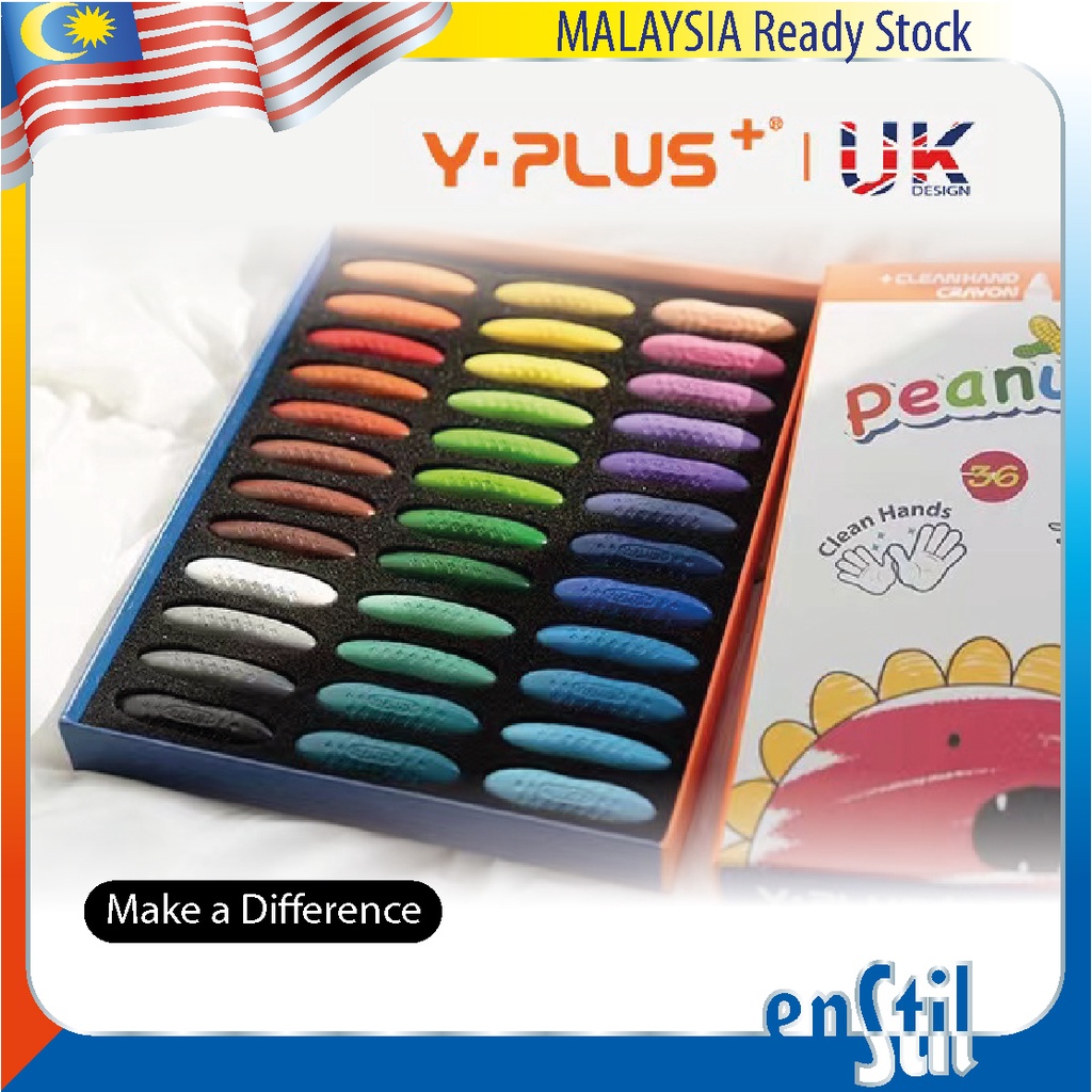 YPLUS 12 Color Washable Peanut Crayons for Kids, Malaysia