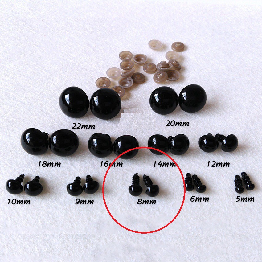 100 Pieces 6mm / 8mm Safety Eyes Eyes Doll Doll , Clear, 10mm, Size: 10 mm