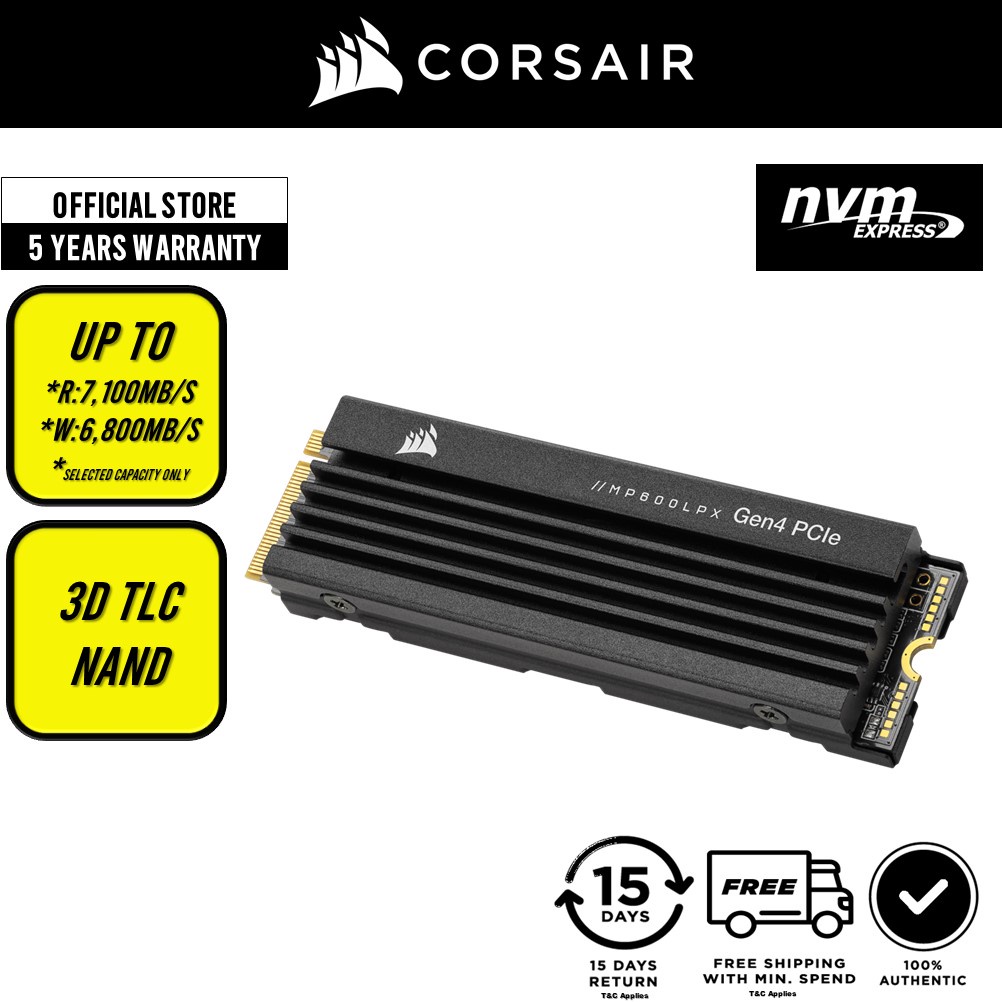 CORSAIR MP600 PRO LPX PCIe Gen 4 x4 NVMe M.2 3D TLC NAND Internal