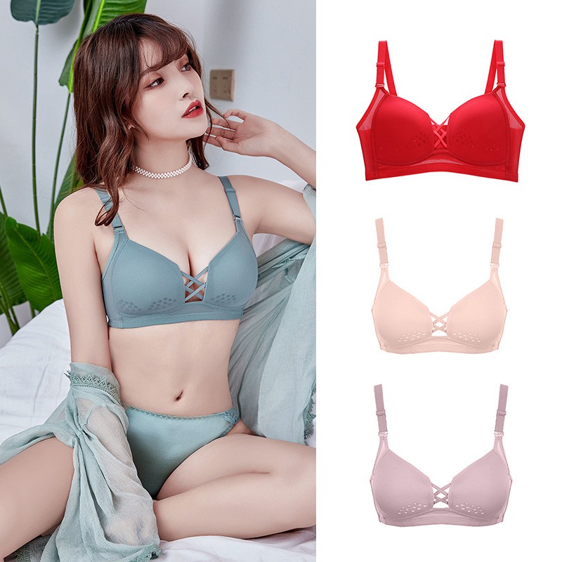 Lace Small Breast Ribbed Small Fresh Bra Sets Sexy Hollow Lace Triangle  Soft Cup Without Steel Ring Female Lingerie Bralette - Bra & Brief Sets -  AliExpress