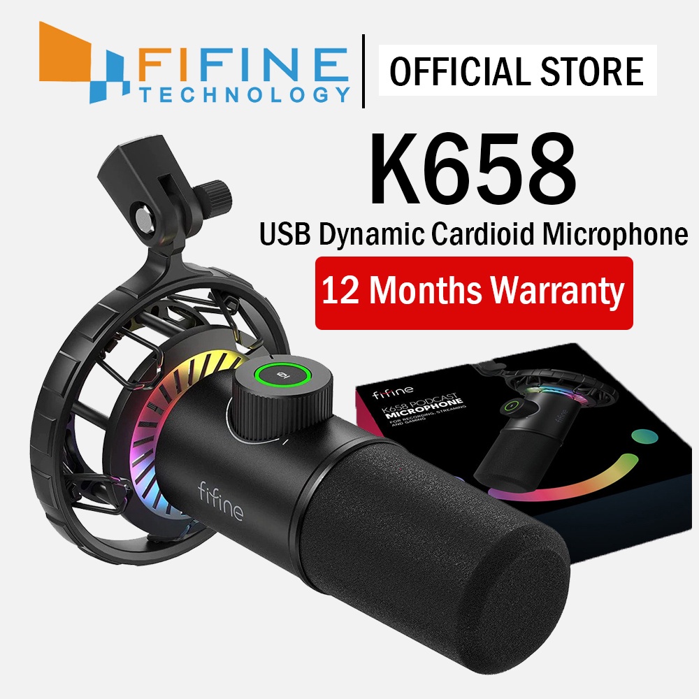 FIFINE K658 USB Dynamic Cardioid Microphone with Live Headphone Jack