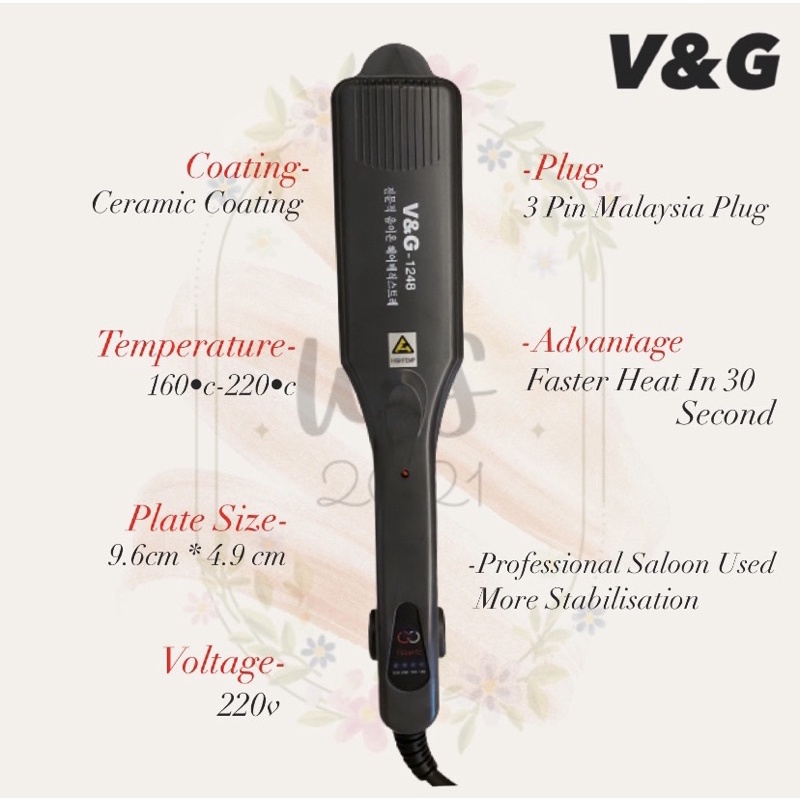 V & g professional hair outlet straightener