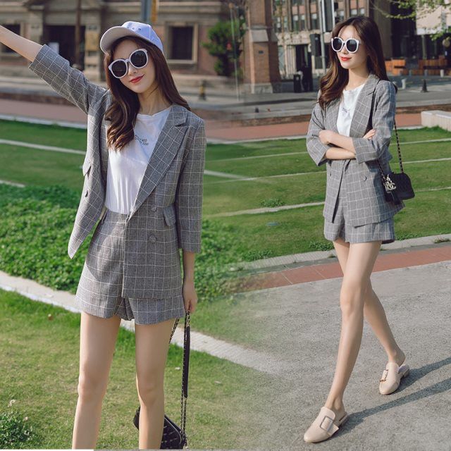 Shorts Blazer Matching Set, Jacket Shorts Set Women Casual