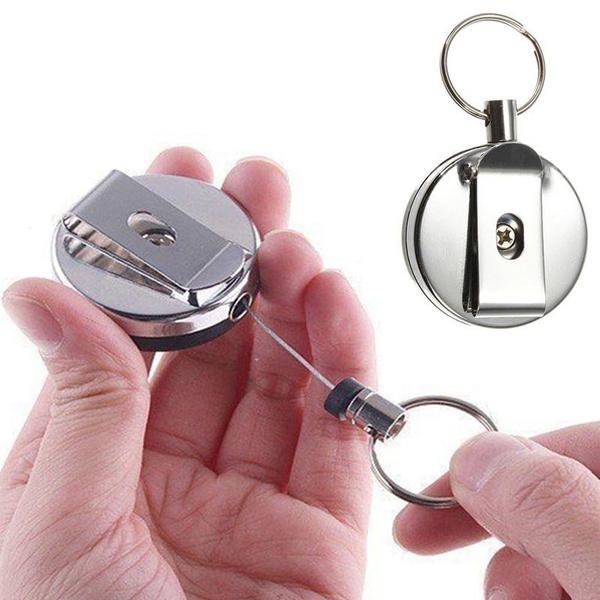 3 Styles Retractable Keyring Metal Wire Keychain Clip Pull Recoil Sporty  Key Ring Anti Lost ID Card Holder Key Chain 