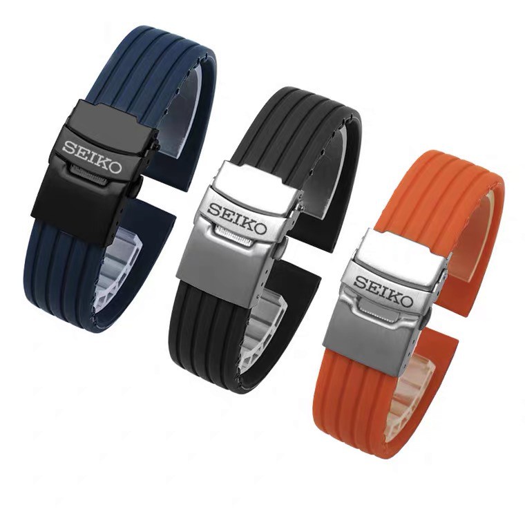 20mm 22mm Waterproof sweat Seiko Watch Band Rubber Strap Mens