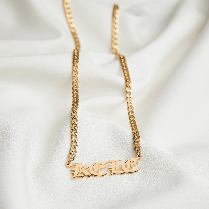 Thick chain name deals necklace