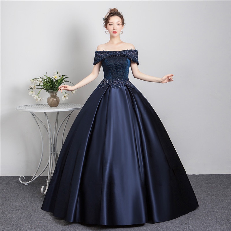 Navy blue wedding outlet dress plus size