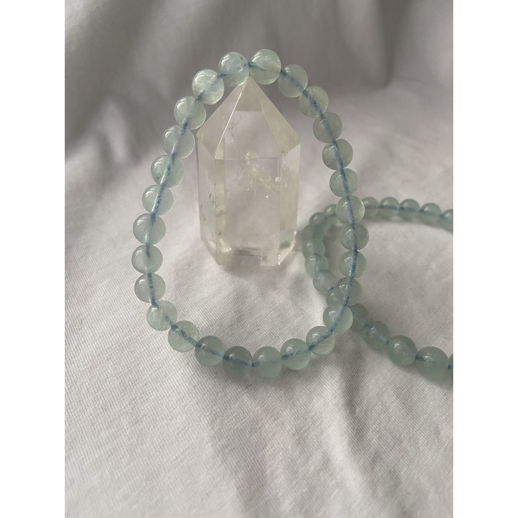 Natural Crystal Blue Fluorite Bracelet | 天然拉丝蓝萤石手串7mm