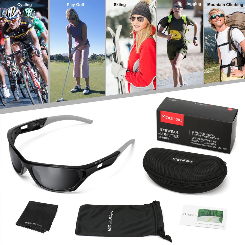 MooFee Polarized Sports Sunglasses for Men Women Cycling Running Driving  Fishing Golf Baseball TR90 Frame Sun glasses MF