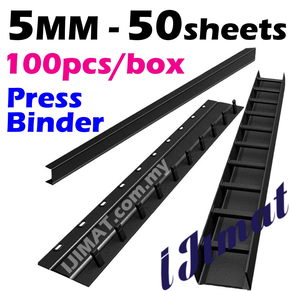 5MM Press Binder / Binding Strip / Lock Binder / Press Binding Comb / Binder  Strip Black (100pcs/box)