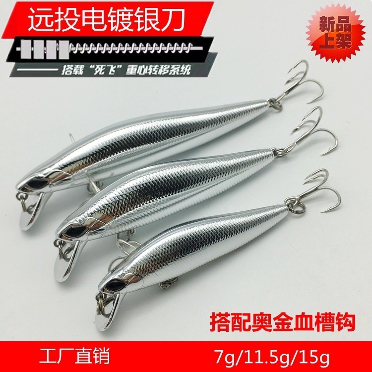 Sinking Minnow Chrome plated for Saltwater lure fishing 7g, 11.5g