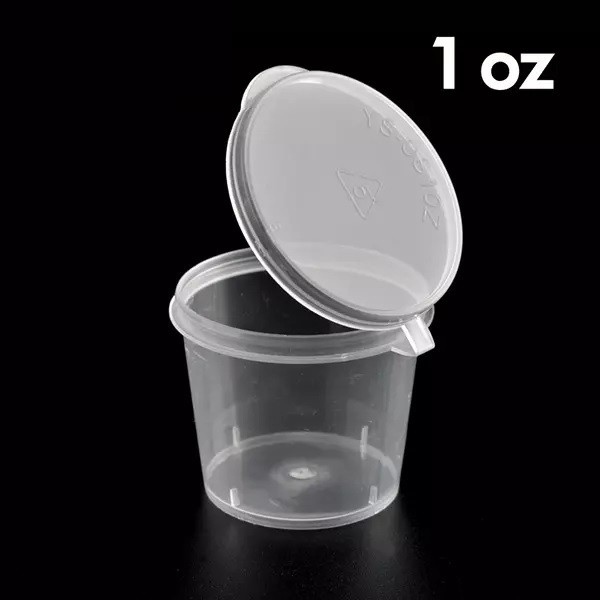 Plastic 1oz Sauce Container with Hinged Lids SC1 25ml