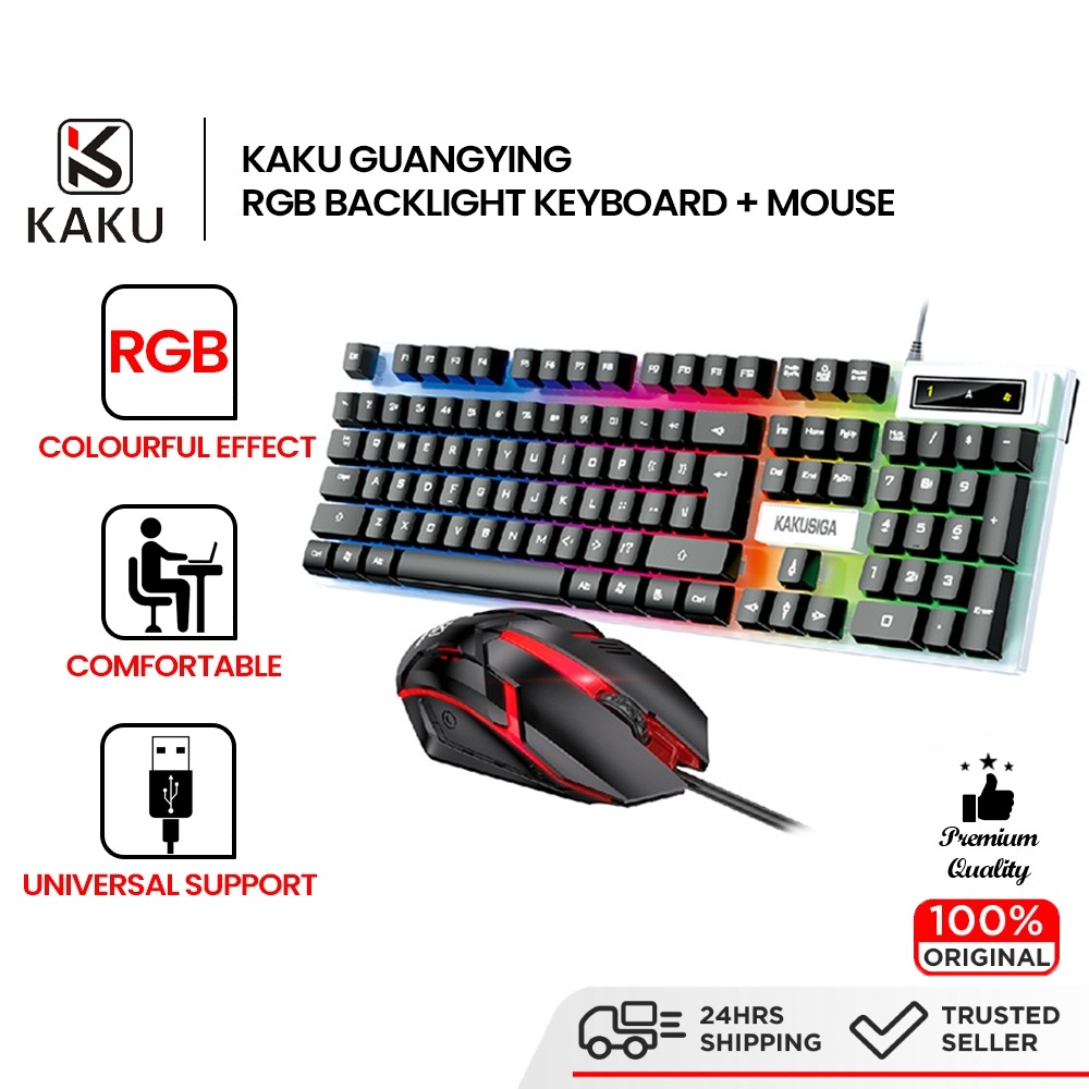 KAKU GUANGYING 104 Keys RGB Gaming Keyboard Gaming Mouse Set Back Light Wired Mechanical Keyboard Laptop Logitech Razer