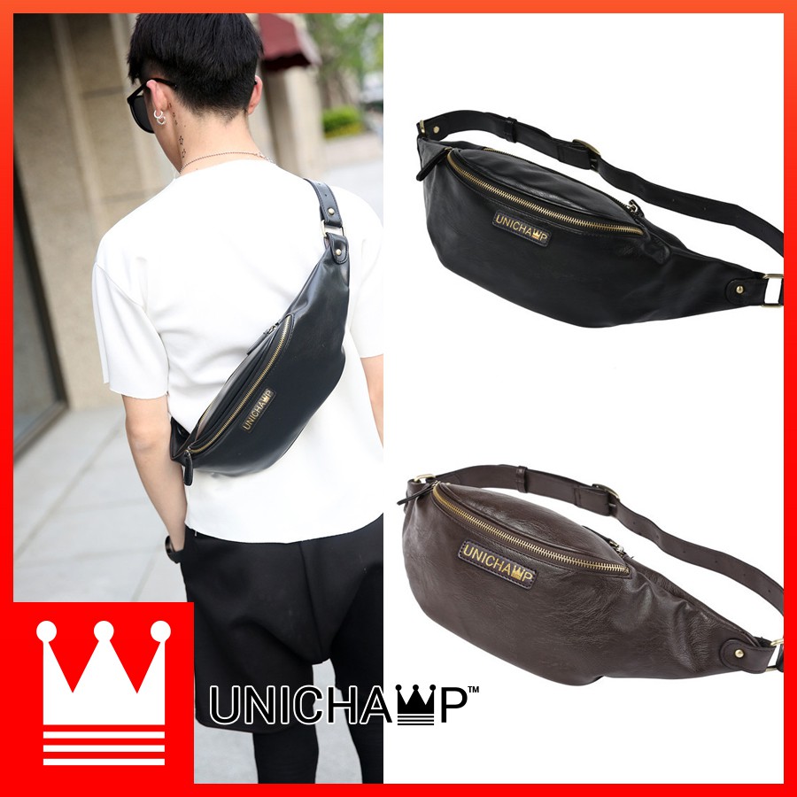 Ready Stock leather waist bag men sling bag men beg pinggang