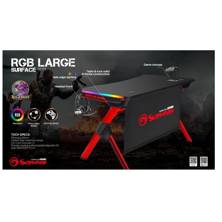 Marvo Scorpion DE 04 RGB GAMING DESK Shopee Malaysia