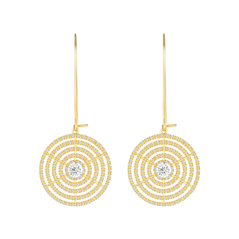 Sun Gold Plated Cubic Zircon Stone Fashion Women's Earrings 精致 