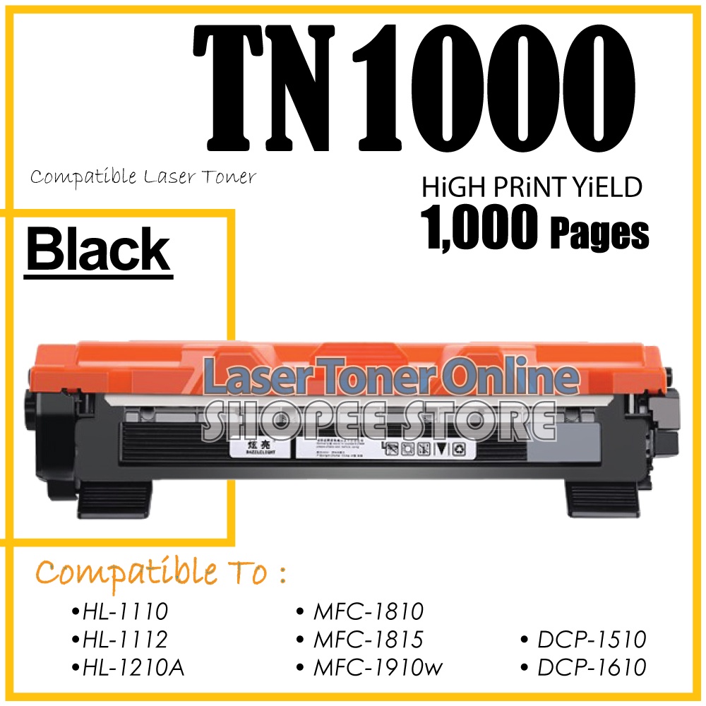 TN1000 Toner Cartridge Compatible for Brother DCP1510 DCP1512