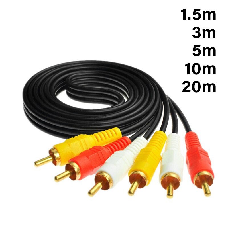 3RCA to 3 RCA Cable Audio Video Male to Male AV Cable Gold Plated for