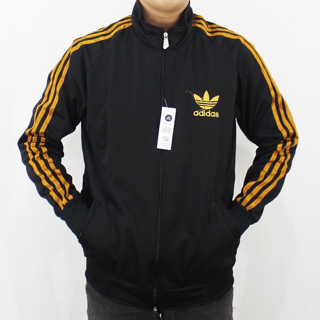 Adidas firebird jacket hot sale black and gold