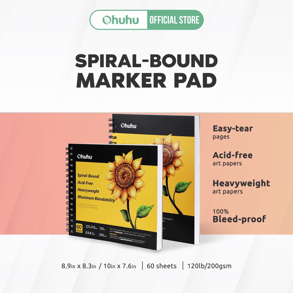 Ohuhu Spiral-Bound Marker Pad for Alcohol Markers