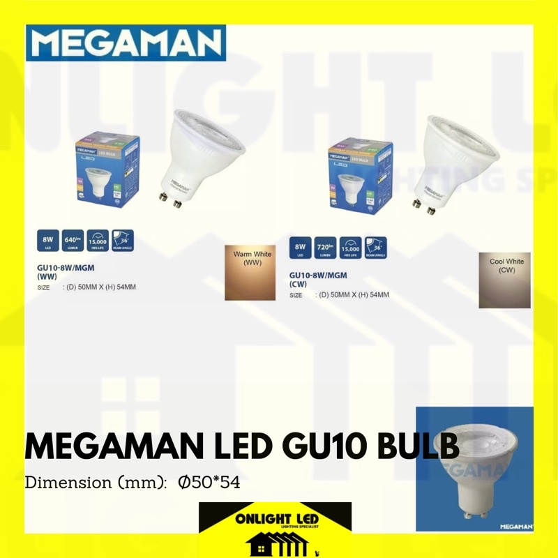 Megaman gu10 deals 3000k warm white